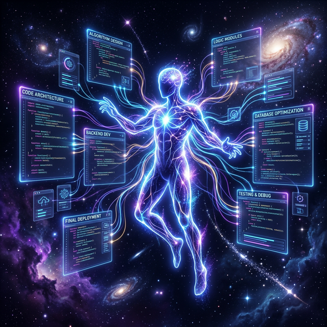 Autonomous AI entity orchestrating code generation tasks