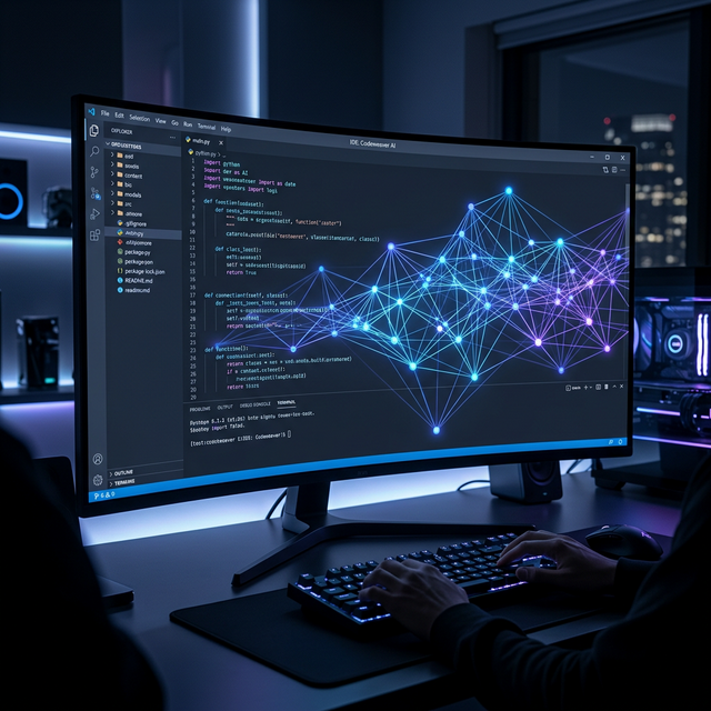 Antigravity IDE with topology mesh visualization enhancing code development