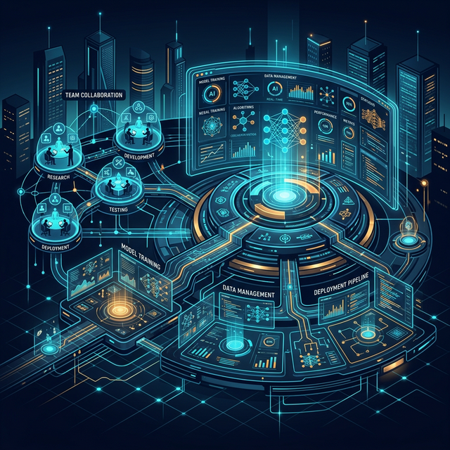 Enterprise AI development platform with holographic dashboard
