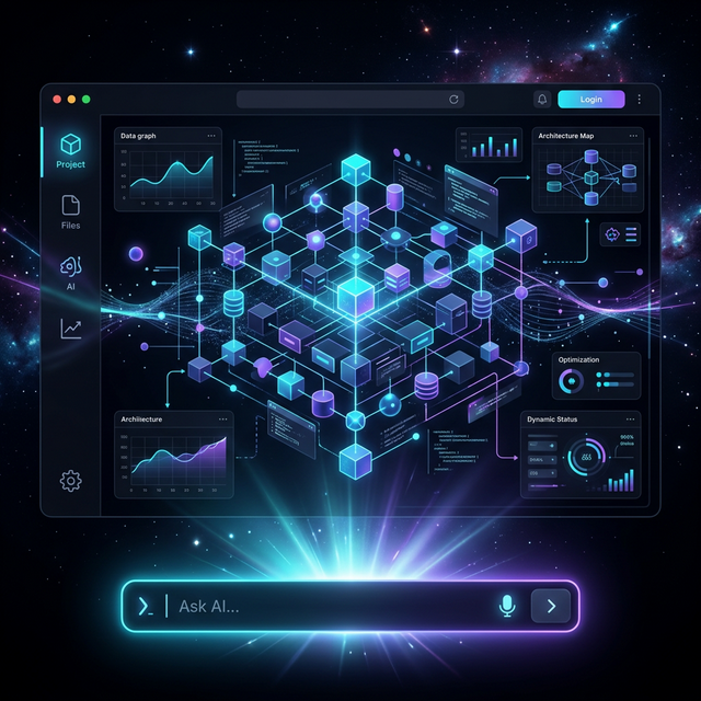 FastBuilder.AI platform showing 3D code topology with architecture verification